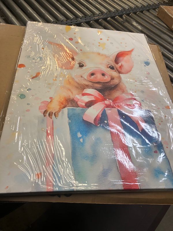 24x32" Pig and Present Canvas Wall Art