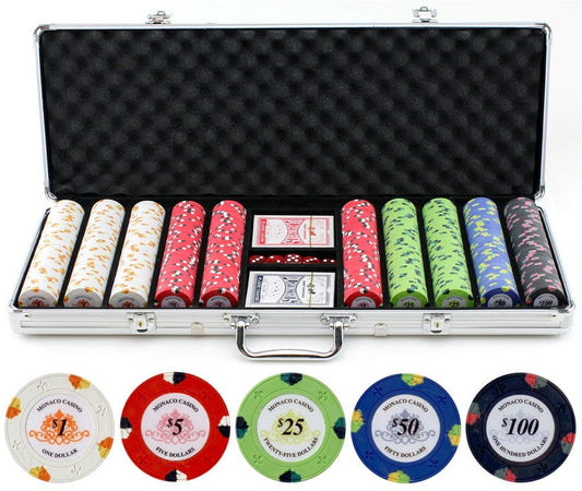 13.5g 500pc Monaco Casino Clay Poker Chips Set