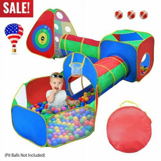 5 Pieces Kids Pop Up Play Tent Crawl Tunnel Ball Pit Tent Playhouse For Indoor Outdoor