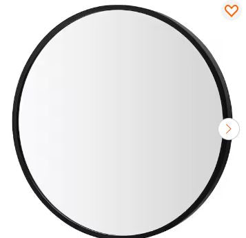 16 in. W x 16 in. H Round Aluminum Alloy Framed Wall Mirror in Black