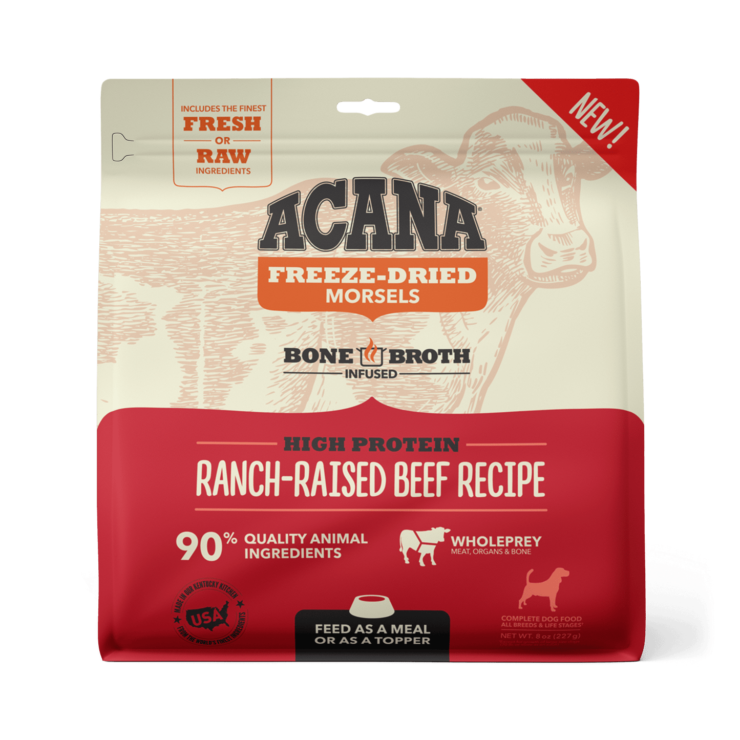 Acana Freeze-Dried Food Ranch-Raised Beef Recipe Morsels for Dogs